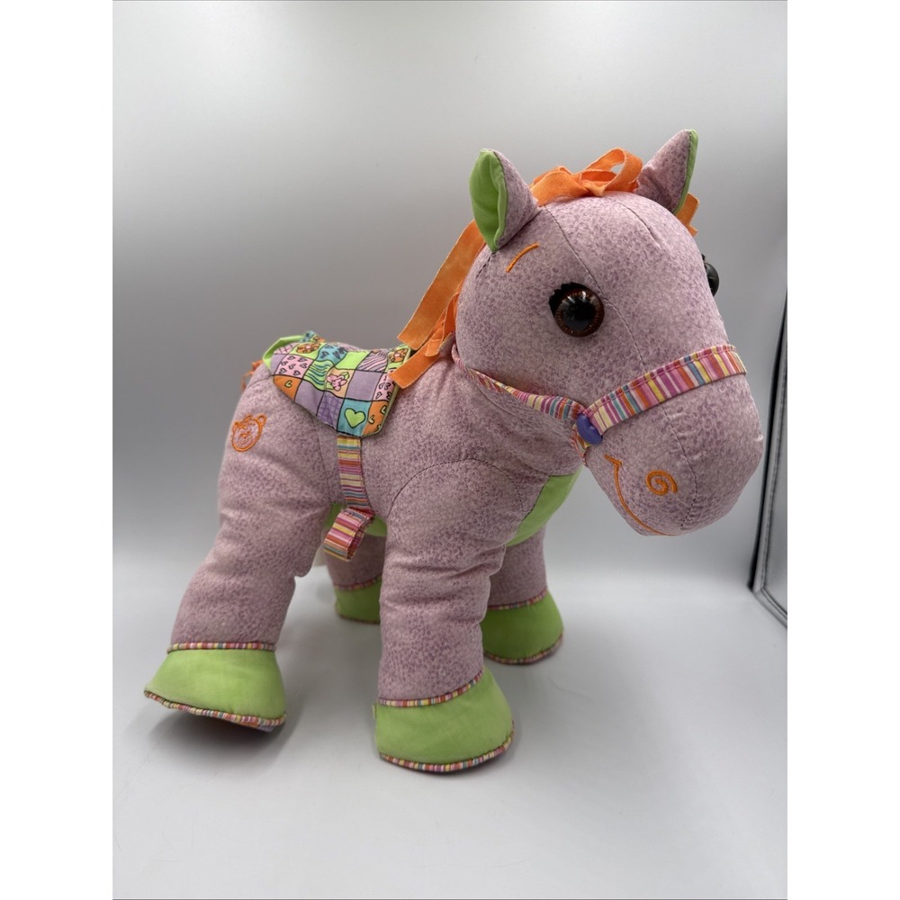 Vintage Doodle Pony Pink and Blue Plush Soft Toy Horse Retro 90s Collectable VGC